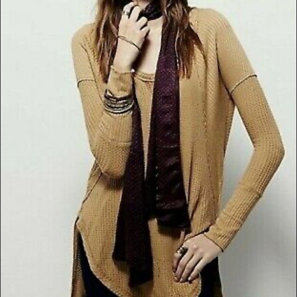 Free People Tops - Free People Ventura thermal mustard gold tunic top long sleeve boho XS